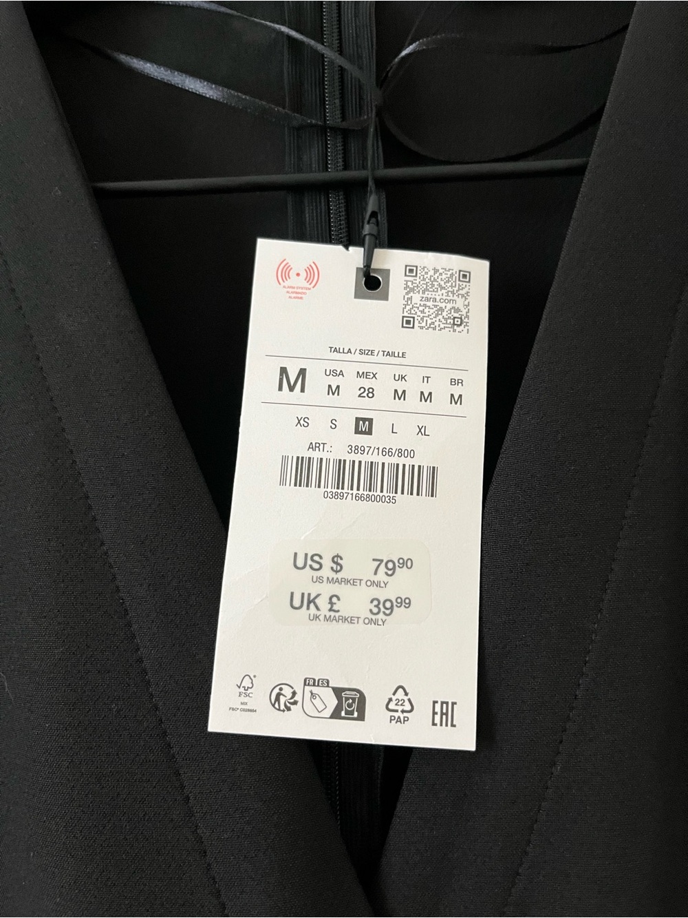 Zara Black Sleeveless Midi Dress with Gold Accent Buttons and Belt - Picture 6 of 6